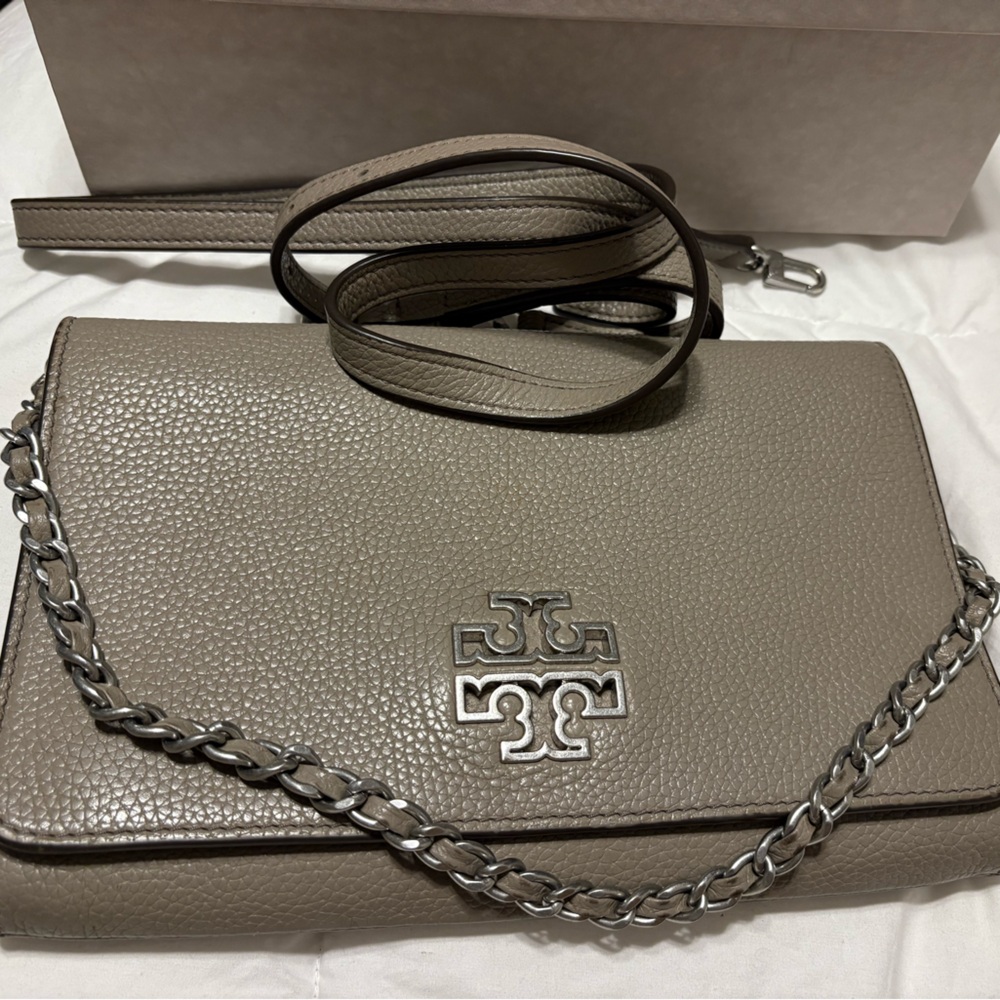 Tory Burch Gray Leather Crossbody Bag